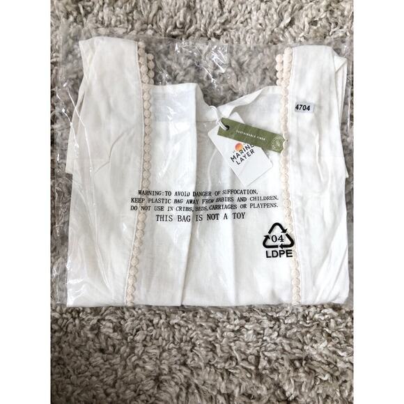 Marine Layer Stella Tank Top Lace Trim Square Neck Sleeveless Crop White NWT L - Picture 2 of 5